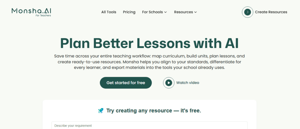 Monsha AI in education - Curriculum & Resource Creation